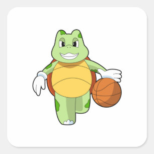 Turtle som basketspelare med Basketball.PNG Fyrkantigt Klistermärke