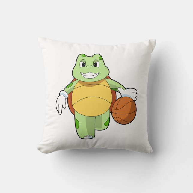 Turtle som basketspelare med Basketball.PNG Kudde (Framsida)