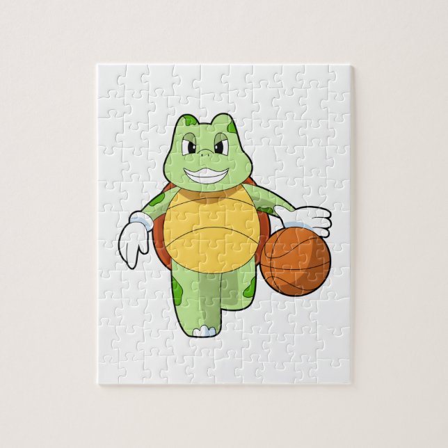 Turtle som basketspelare med Basketball.PNG Pussel (Vertikal)