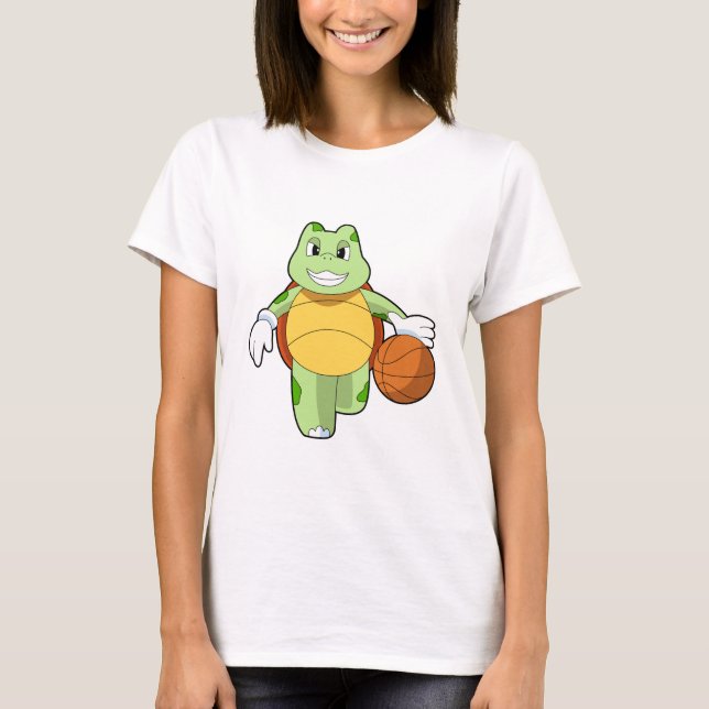Turtle som basketspelare med Basketball.PNG T Shirt (Framsida)