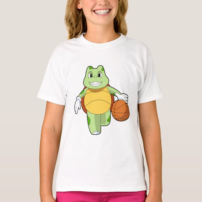 Turtle som basketspelare med Basketball.PNG T Shirt (Framsida)