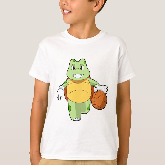 Turtle som basketspelare med Basketball.PNG T Shirt (Framsida)