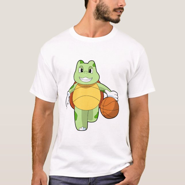 Turtle som basketspelare med Basketball.PNG T Shirt (Framsida)