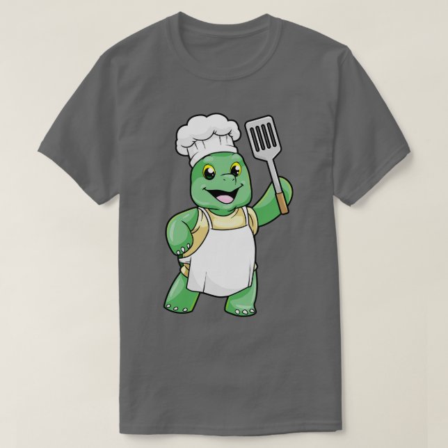 Turtle som Cook med Chefs hat Spatula T Shirt (Design framsida)