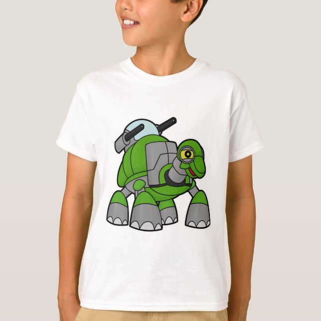 Turtle som Robot med Cannons T Shirt (Framsida)