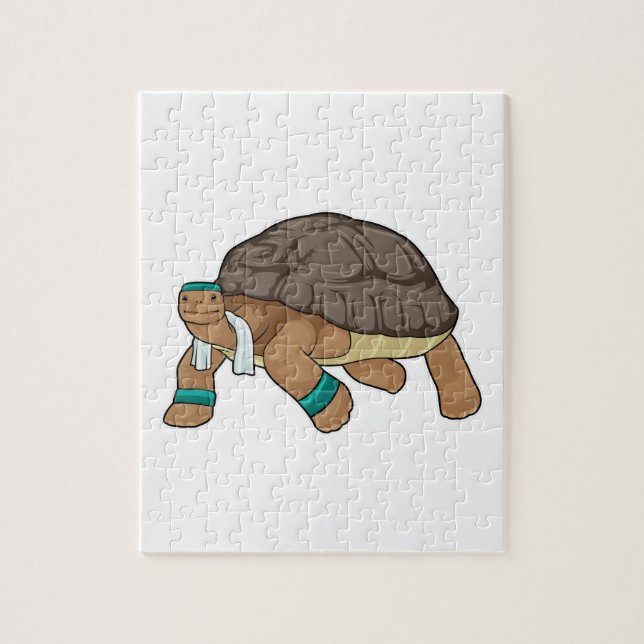 Turtle som Springer med Towel Pussel (Vertikal)