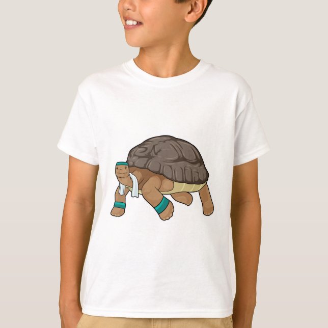 Turtle som Springer med Towel T Shirt (Framsida)