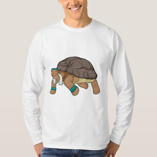 Turtle som Springer med Towel T Shirt (Framsida)