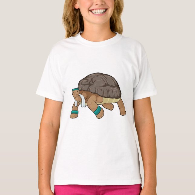 Turtle som Springer med Towel T Shirt (Framsida)