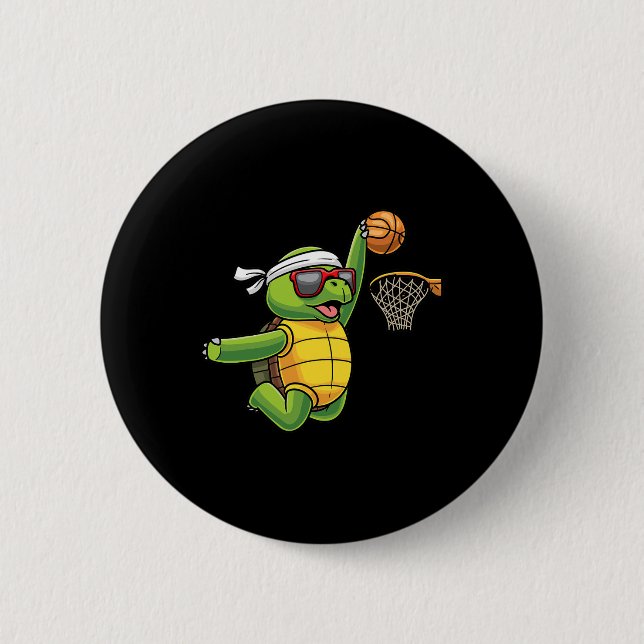 Turtle Spela Basketball Sports Sea Tortoise Play Knapp (Framsida)
