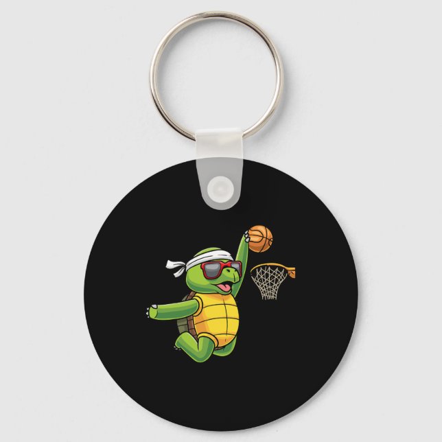 Turtle Spela Basketball Sports Sea Tortoise Play Nyckelring (Framsida)