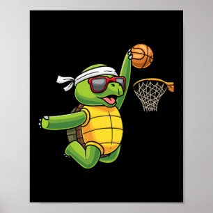 Turtle Spela Basketball Sports Sea Tortoise Play Poster