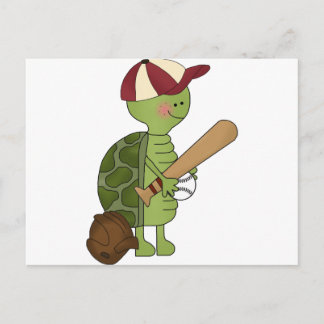 Turtle spelar Baseball Vykort