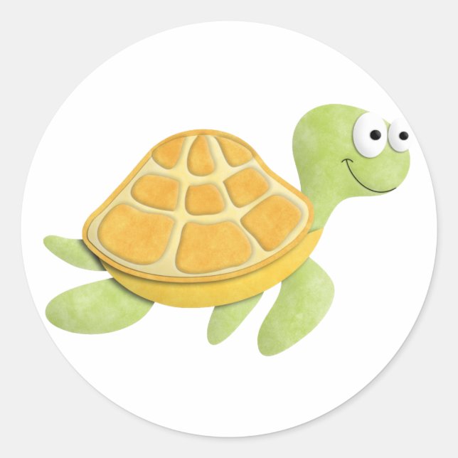 Turtle Sticker Runt Klistermärke (Framsida)