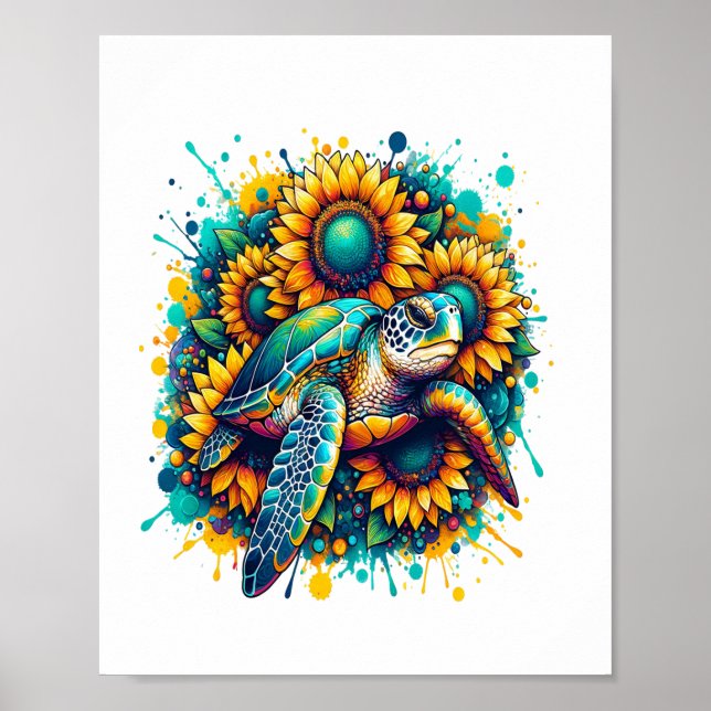 Turtle Sunblomma Poster (Framsidan)