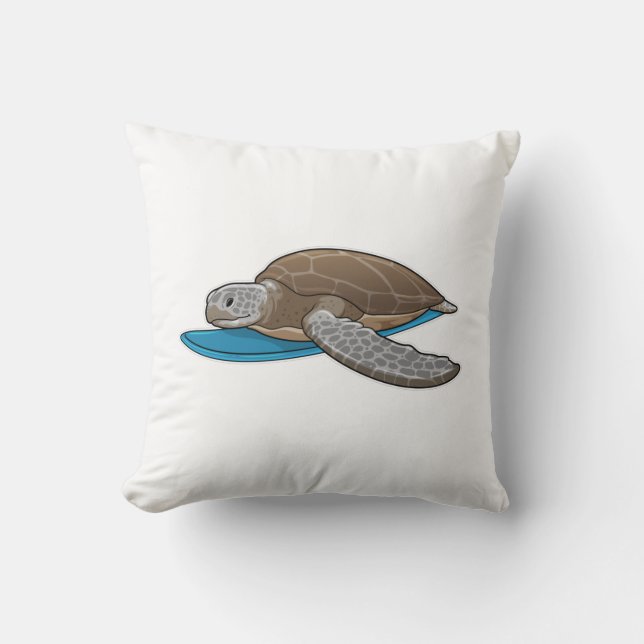 Turtle Surfer Surfboard Kudde (Framsida)