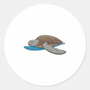 Turtle Surfer Surfboard Runt Klistermärke