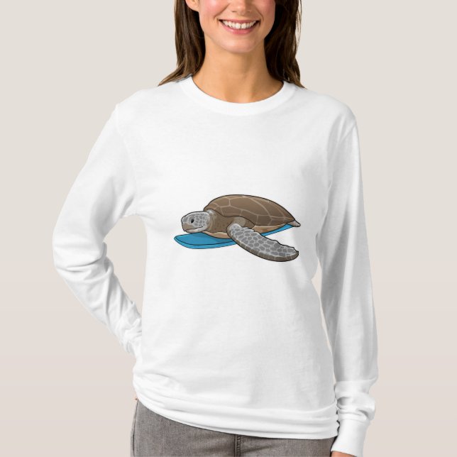 Turtle Surfer Surfboard T Shirt (Framsida)