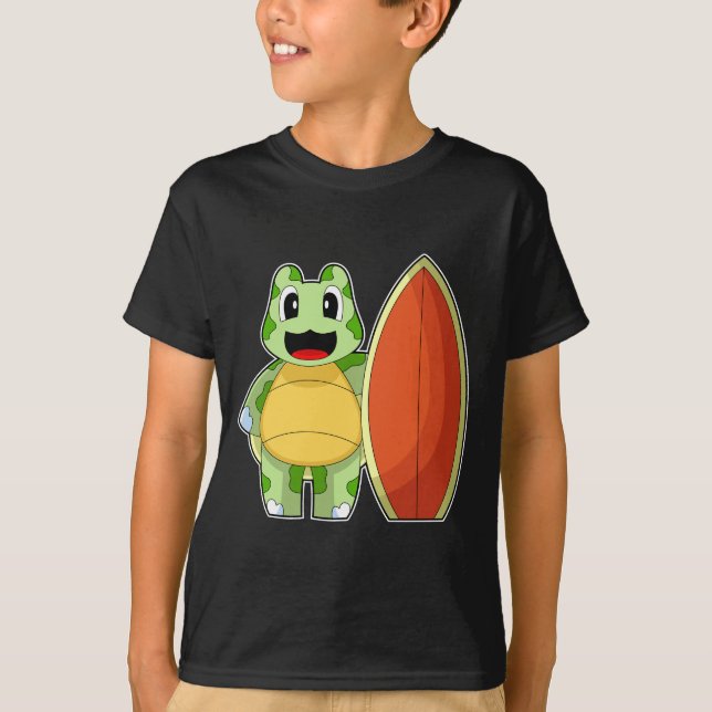 Turtle Surfer Surfboard T Shirt (Framsida)
