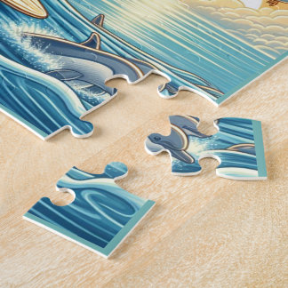 Turtle Surfing Flexible Photo Kids Puzzle med Gif Pussel