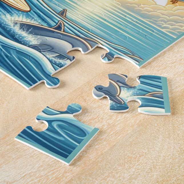 Turtle Surfing Flexible Photo Kids Puzzle med Gif Pussel (Sidan)