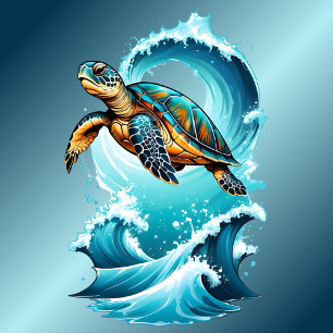Turtle Swimming bland Vinkara T Shirt