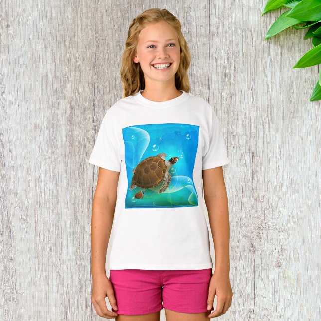 Turtle Swimming Girls T-Shirt (Skapare uppladdad)