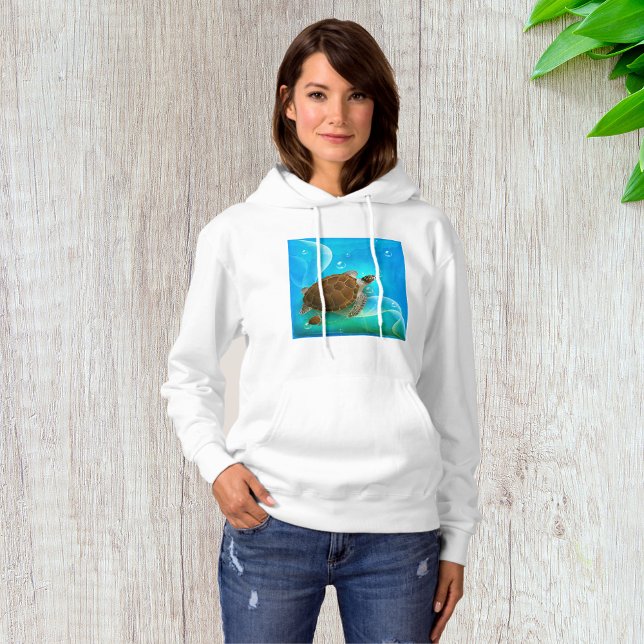 Turtle Swimming Womens Hoodie T Shirt (Skapare uppladdad)