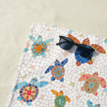 Turtle Tävling Mosaic Multifärgad Beach Towel