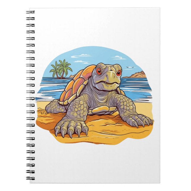 Turtle Tecknad strand Anteckningsbok (Framsidan)