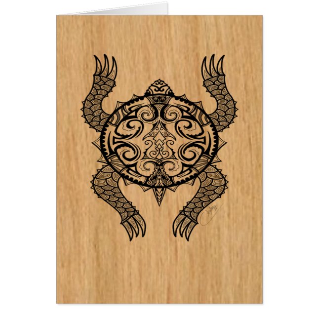 Turtle Teckning Hälsningskort (Framsidan)