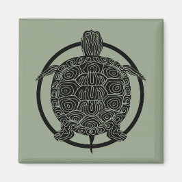 Turtle Teckning - Wildlife Circle Series Magnet