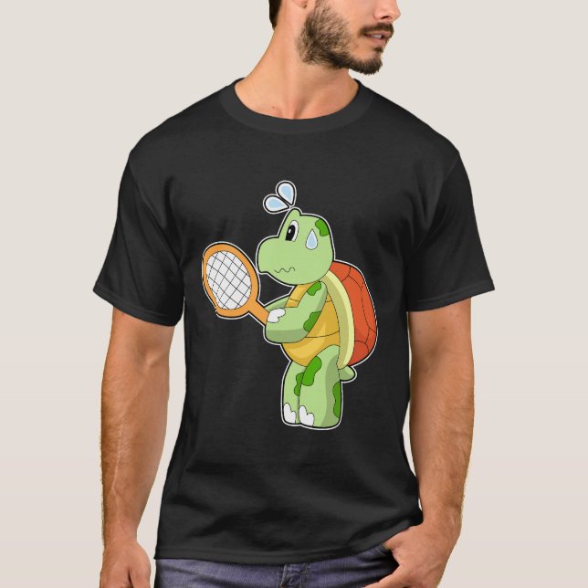 Turtle Tennis Tennis Tennis racket T Shirt (Framsida)