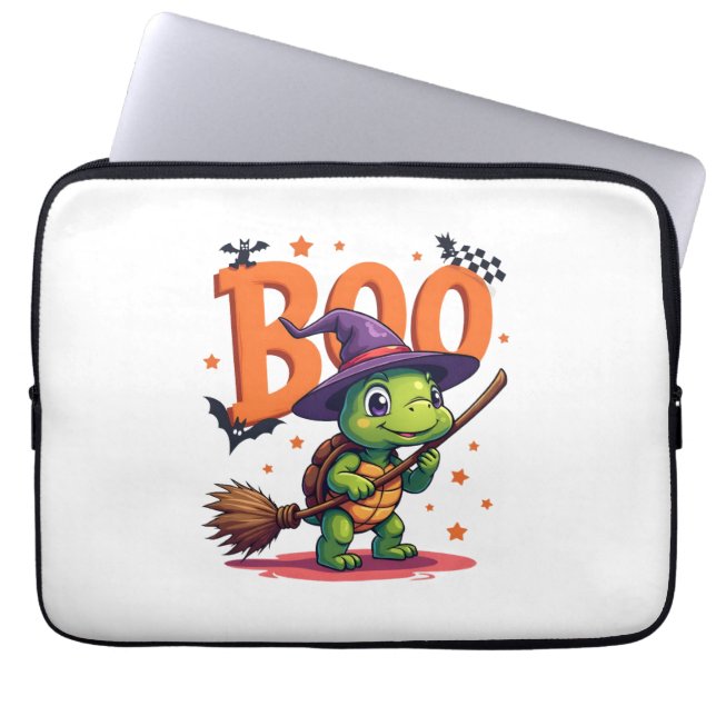 Turtle Tortoise Boo Häxa Bus eller Buss Halloween Laptop Fodral (Framsidan)