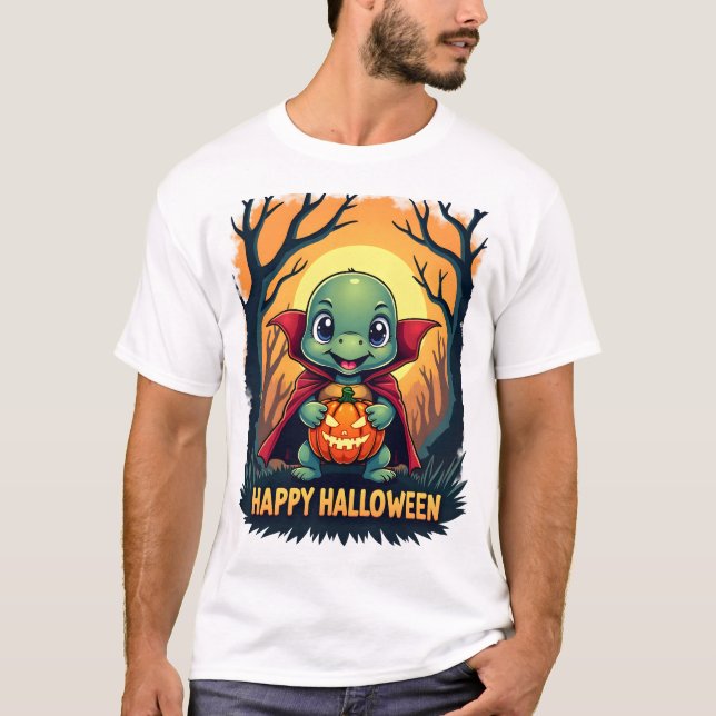 Turtle Tortoise Boo Vampire Trick Or Treat Hallowe T Shirt (Framsida)