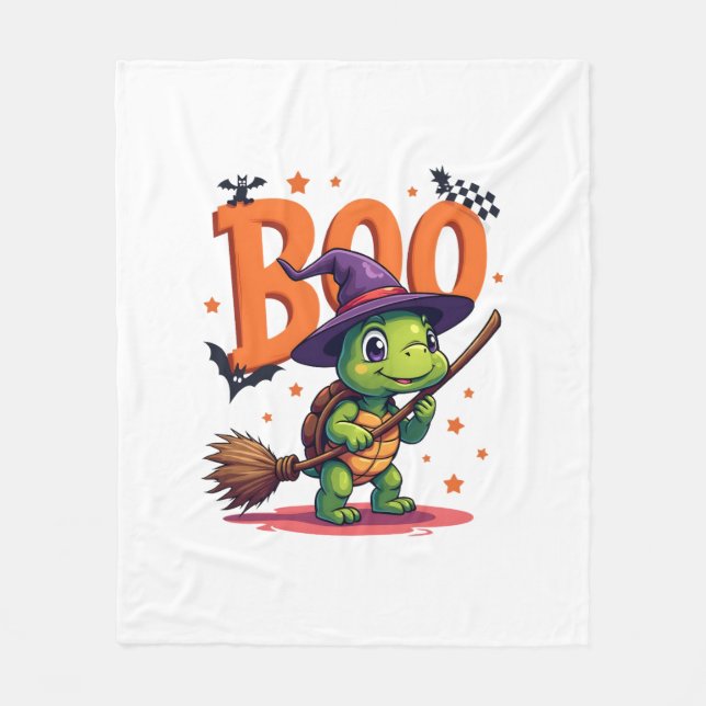Turtle Tortoise Boo Witch Bus eller godis Hallowee Fleecefilt (Framsidan)