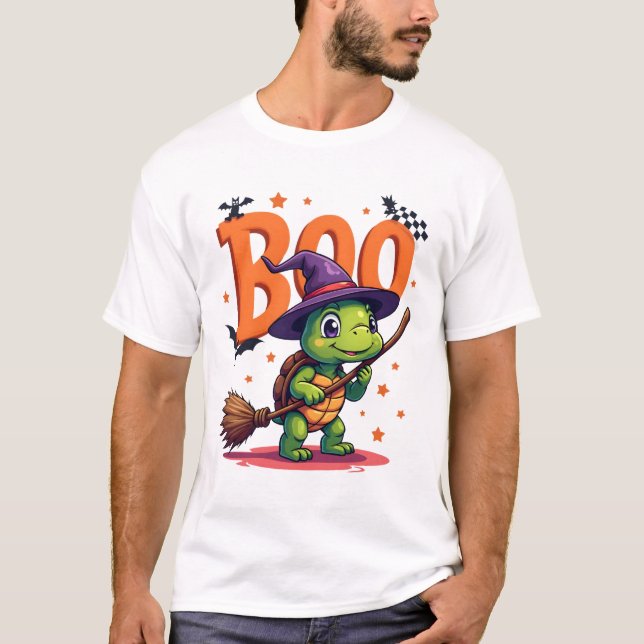 Turtle Tortoise Boo Witch Trick Or Treat Halloween T Shirt (Framsida)