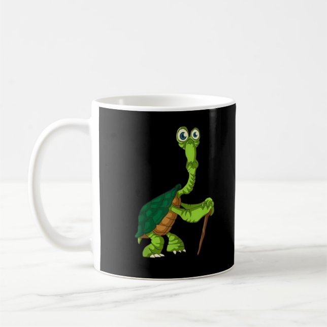 Turtle Tortoise Retrött Funny Ständiga Turtle Reti Kaffemugg (Vänster)