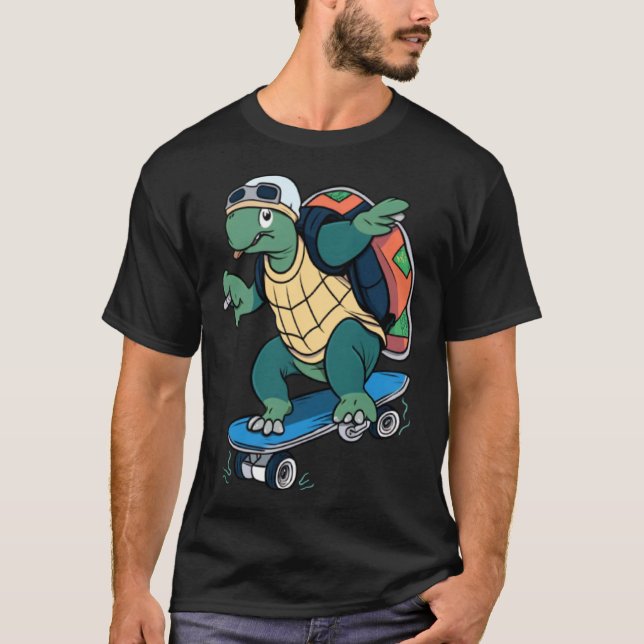 Turtle Tortoise Skateboard Skateboarding Skatt T Shirt (Framsida)