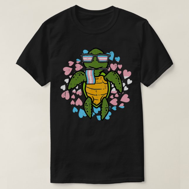 Turtle Transgender Sunglasses Flagga Trans Pride T T Shirt (Design framsida)