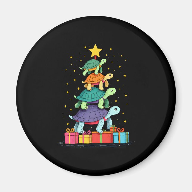 Turtle Tree Christmas Tree Adorable Turtle Christm Magnet (Framsidan)