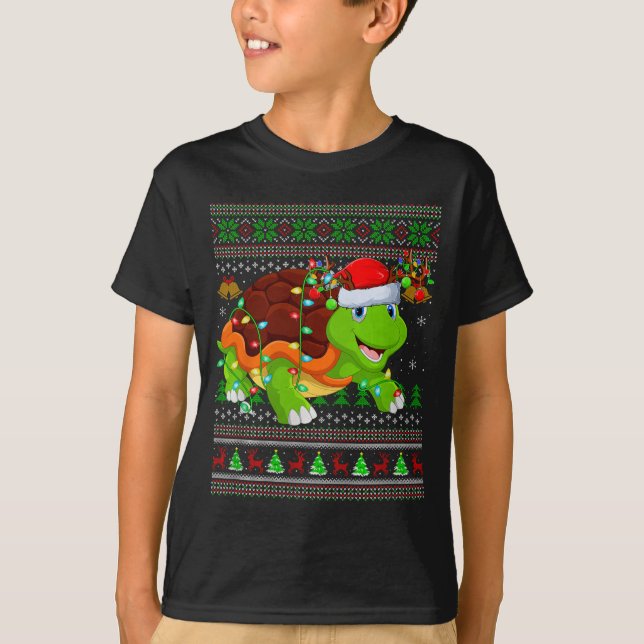 Turtle Ugly Christmas Sweaters Holiday Santa Cute  T Shirt (Framsida)