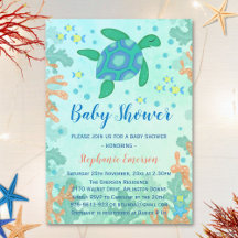 Turtle under Sea Baby Shower-inbjudningar