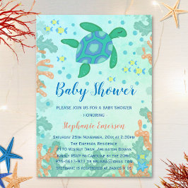 Turtle under Sea Baby Shower-inbjudningar Inbjudningar