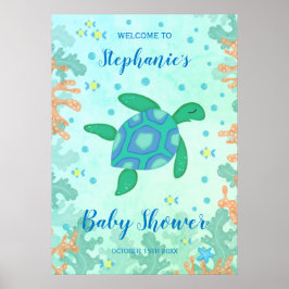 Turtle under Sea Baby Shower Poster