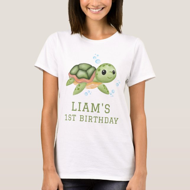 Turtle Under the sea 1st Birthday Parents  T Shirt (Framsida)