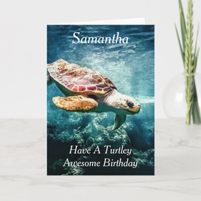Turtle Underwater Personlig Birthday Kort (Framsida)