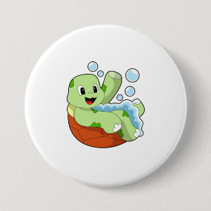 Turtle vid Bathing med Foam Knapp