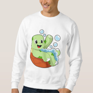 Turtle vid Bathing med Foam Lång Ärmad Tröja