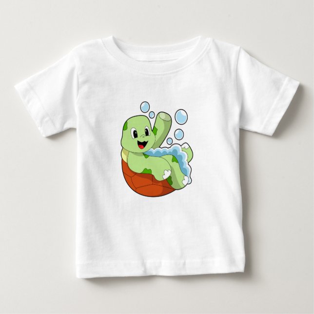 Turtle vid Bathing med Foam T Shirt (Framsida)